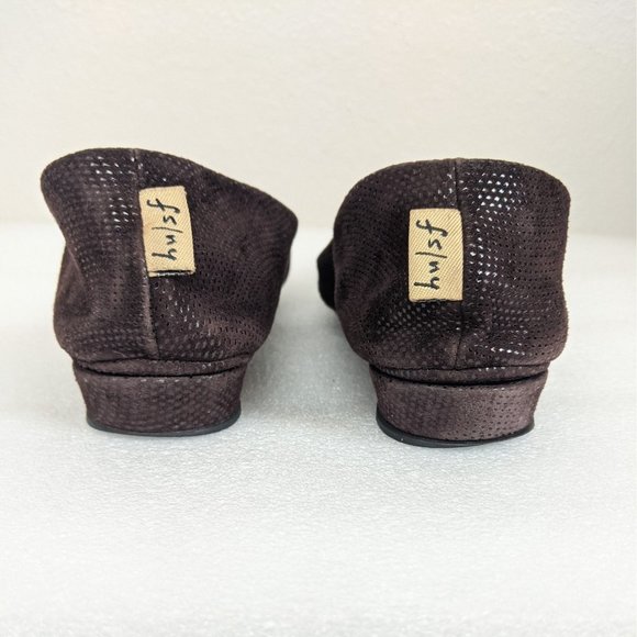 FS/NY French Sole Zeppa Wave Brown Sparkle Suede Low Wedge Flats 9 - Picture 8 of 10